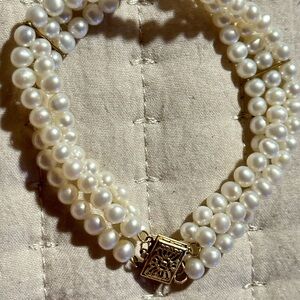 Beautiful Cultured Pearl 3 Row Bracelet